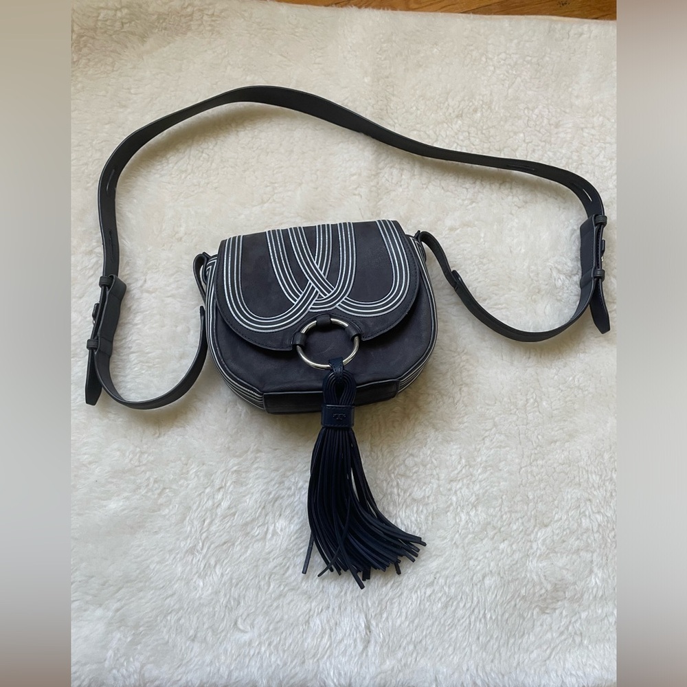 Crossbody TORY BURCH Suede Leather Mini Tassels Saddlebag